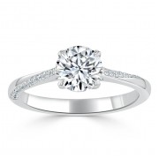 Кольцо для Помолвки из Белого Золота с Бриллиантом 0,51 ct и россыпью 0,34 ct