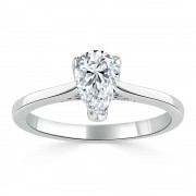 Кольцо для Помолвки с Бриллиантом «Груша» 0,41 ct и инкрустацией 0,14 ct в Белом Золоте 750 пробы