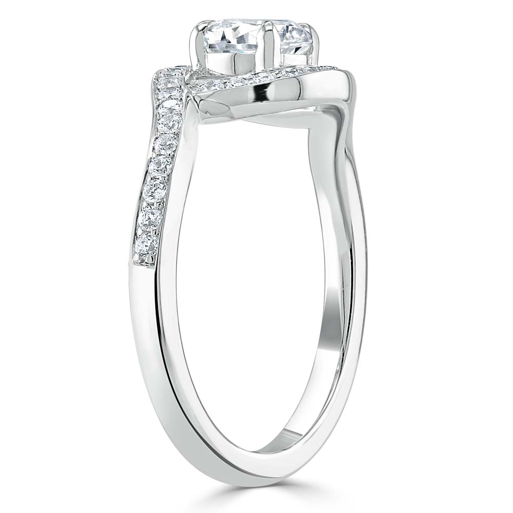 Кольцо с Бриллиантом 0,51 ct в Белом Золоте - фото