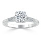 Кольцо для Помолвки с круглым Бриллиантом 0,82 ct и россыпью 0,31 ct в Белом Золоте 750 пробы - фото