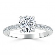 Кольцо для Помолвки с Бриллиантом 0,84 ct и россыпью 0,56 ct в Белом Золоте 750 пробы