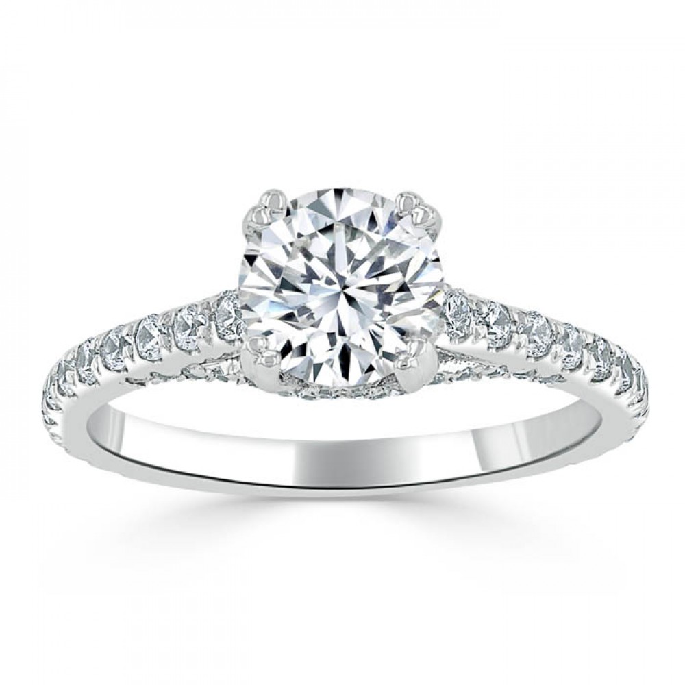 Кольцо для Помолвки с круглым Бриллиантом 0,74 ct и инкрустацией 1,01 ct - фото