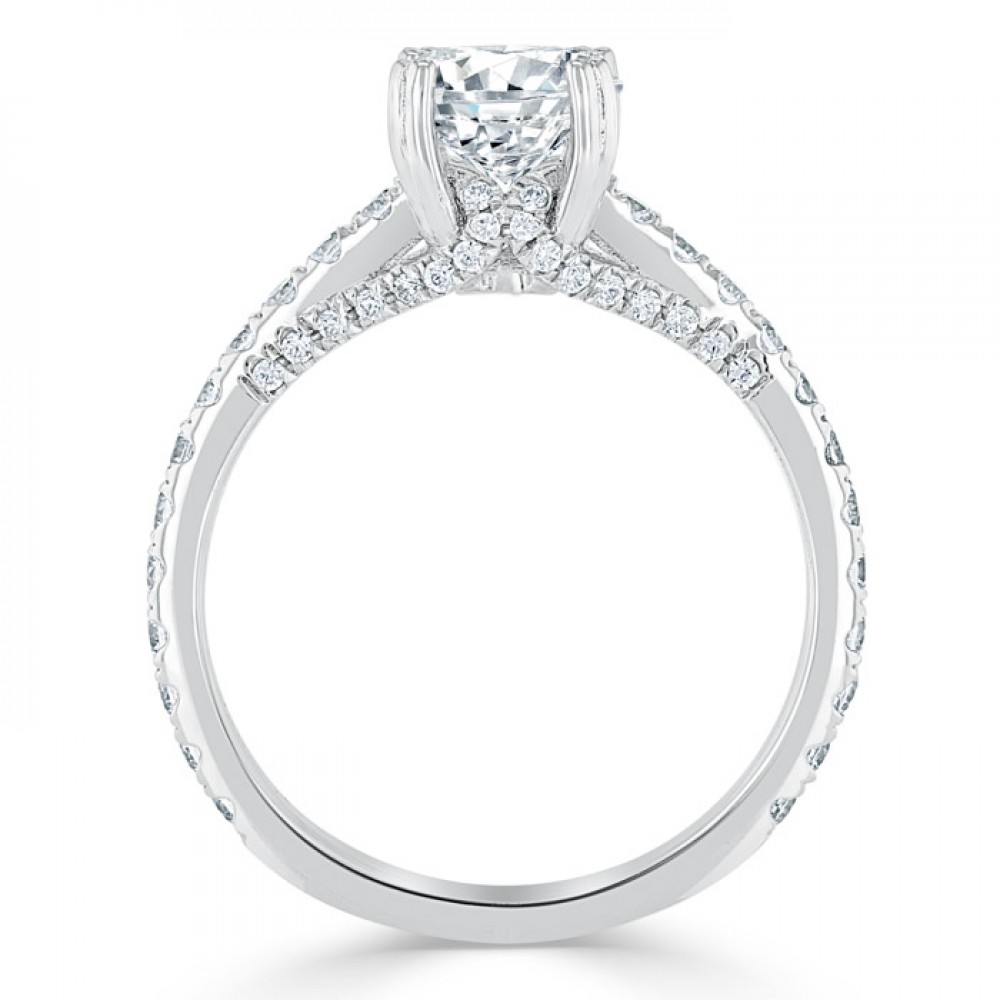 Кольцо для Помолвки с круглым Бриллиантом 0,74 ct и инкрустацией 1,01 ct - фото