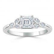 Кольцо для Помолвки с Бриллиантом огранки «Ашер» 0,62 ct и россыпью 0,66 ct
