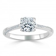 Кольцо для Помолвки с Бриллиантом «Кушон» 0,51 ct и инкрустацией 0,50 ct в Белом Золоте