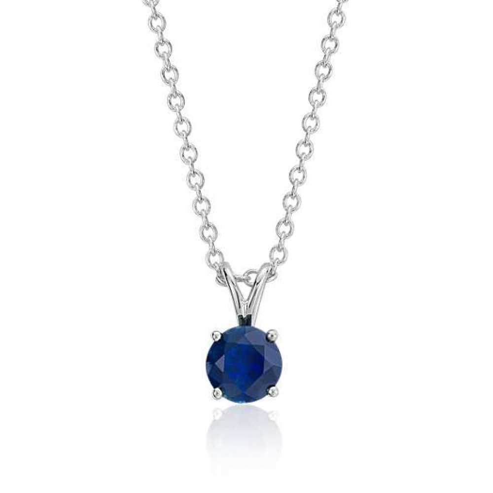 Pendant with 0,85 ct Sapphire with 750 White Gold - фото