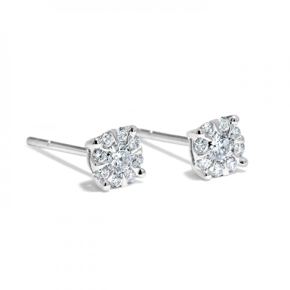 Сережки Пусети з Діамантами 0,38 ct у Білому Золоті 750 проби - фото
