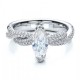 Engagement Ring in White Gold with 0,55 ct Marquis-cut Diamond and 2,00 ct placer - фото
