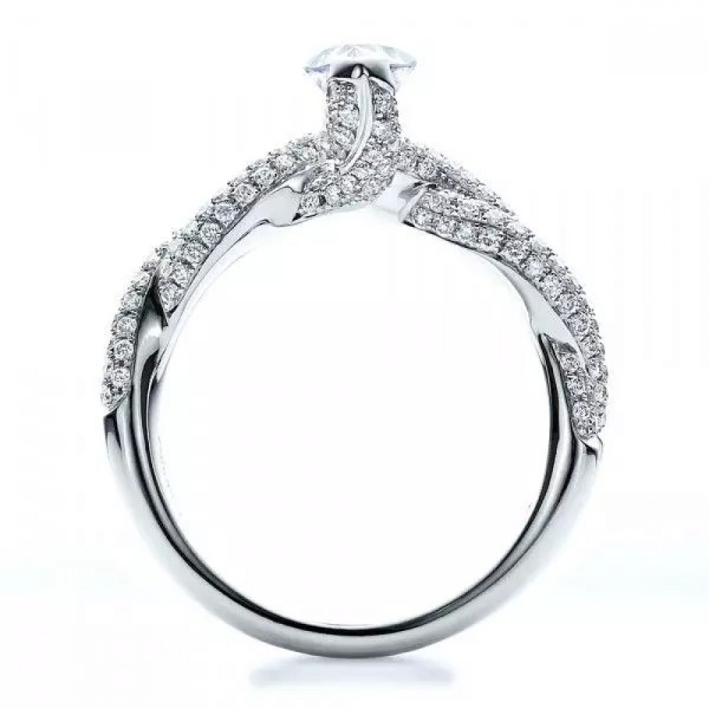 Engagement Ring in White Gold with 0,55 ct Marquis-cut Diamond and 2,00 ct placer - фото