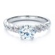 Кольцо для Помолвки с Бриллиантом 0,90 ct и инкрустацией 0,42 ct в Белом Золоте 750 пробы - фото