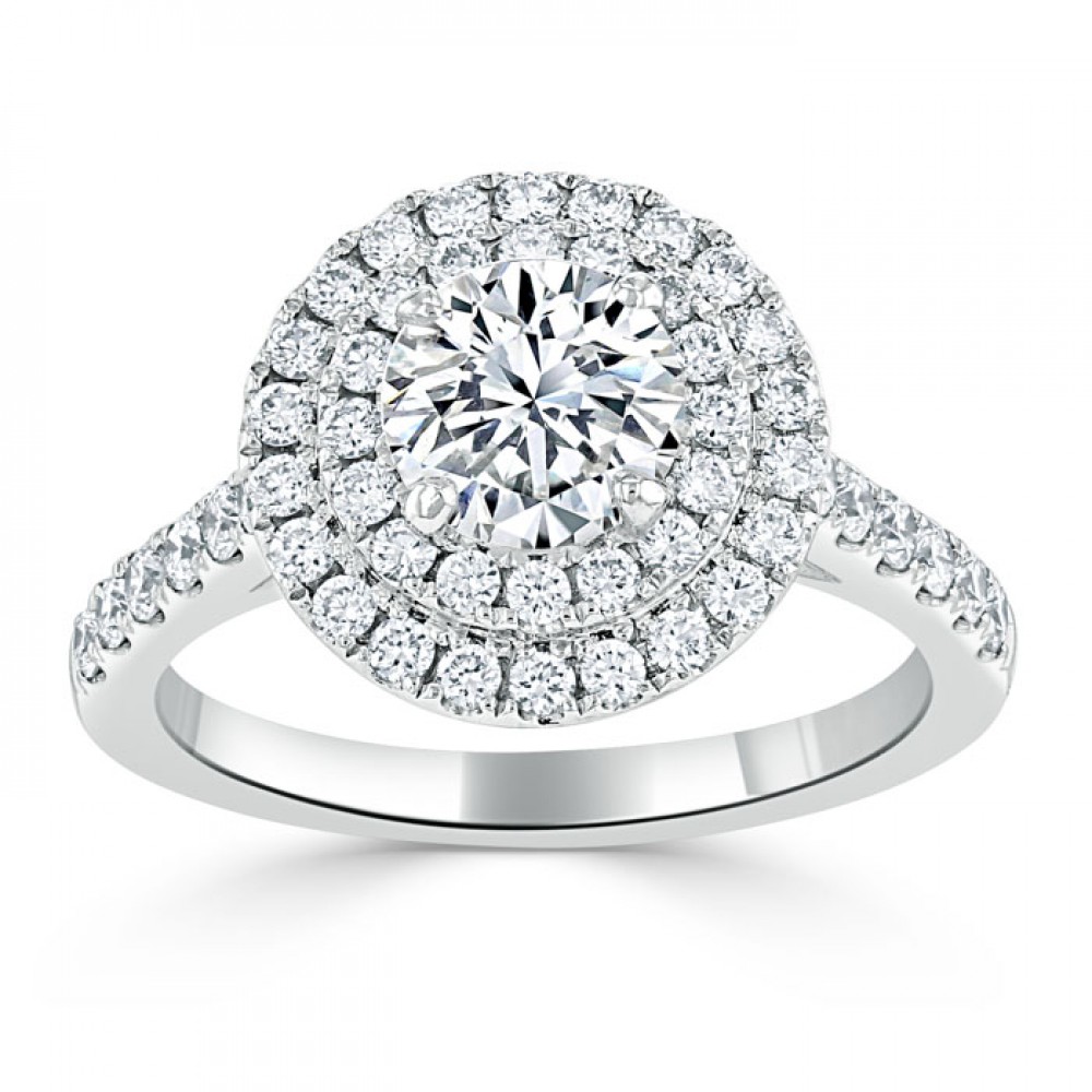 Кольцо с Бриллиантом 0,70 ct и инкрустацией 0,80 ct в Белом Золоте - фото