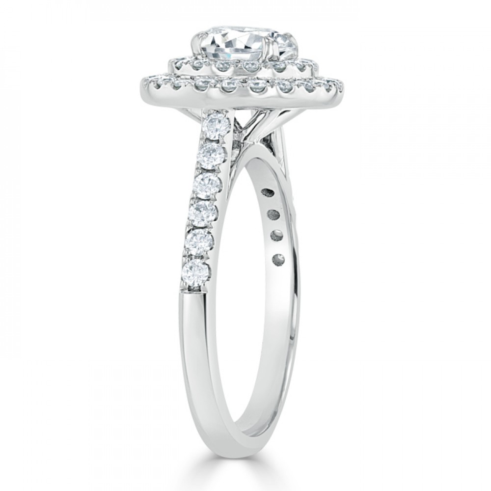 Кольцо с Бриллиантом 0,70 ct и инкрустацией 0,80 ct в Белом Золоте - фото