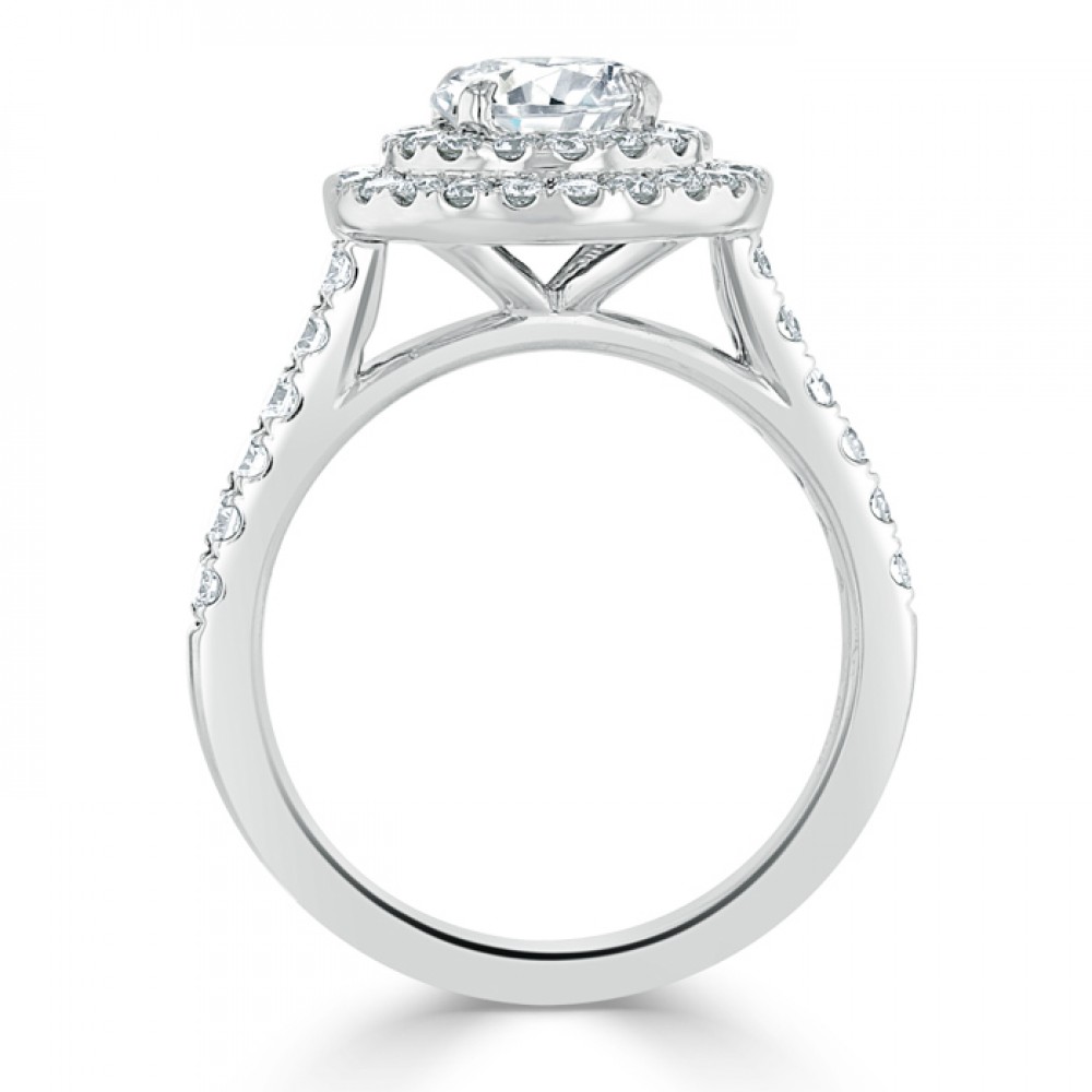 Кольцо с Бриллиантом 0,70 ct и инкрустацией 0,80 ct в Белом Золоте - фото