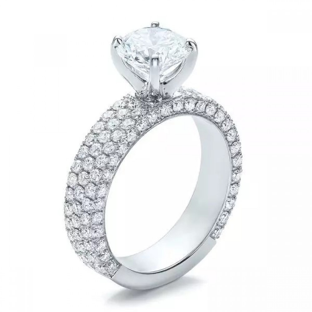 Кольцо для Помолвки с Центральным Бриллиантом 1,36 ct и инкрустацией 4,76 ct - фото