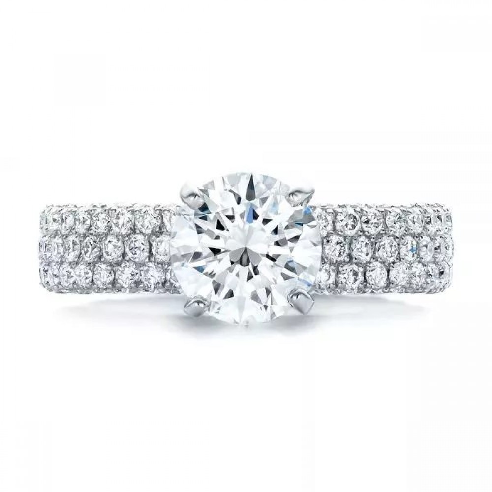 Кольцо для Помолвки с Центральным Бриллиантом 1,36 ct и инкрустацией 4,76 ct - фото
