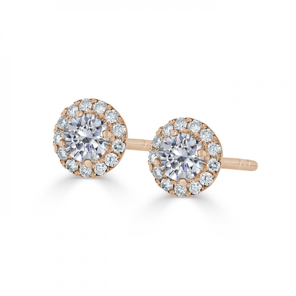Puset Earrings with central 0,36 ct Diamonds and 0,26 ct Diamonds inla'ID in 750 Red Gold - фото