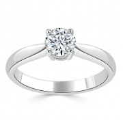 Кольцо для Помолвки с круглым Бриллиантом 0,37 ct в Белом Золоте 750 пробы