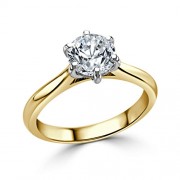 Кольцо для Помолвки из Желтого Золота с Круглым Бриллиантом 0,70 ct