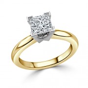 Кольцо для Помолвки с Бриллиантом «Принцесса» 0,72 ct в Желтом Золоте 750 пробы