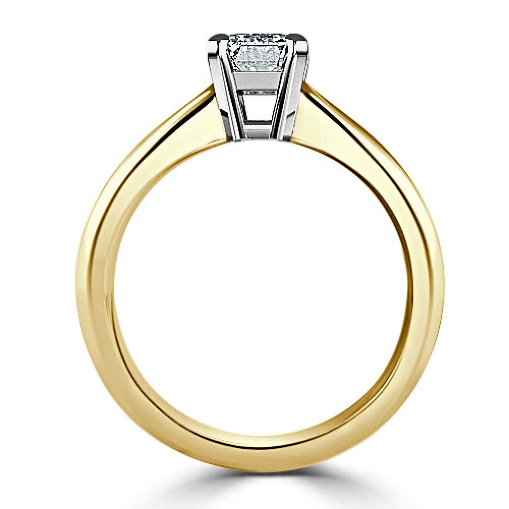 Кольцо с Бриллиантом огранки «Радиант» 0,55 ct в Желтом Золоте 750 пробы - фото
