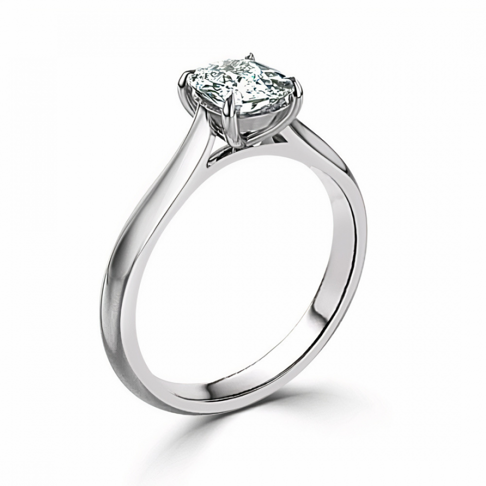 Ring with Cushion Cut Diamond 0,51 ct in White Gold - фото