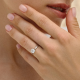 Ring with Cushion Cut Diamond 0,51 ct in White Gold - фото