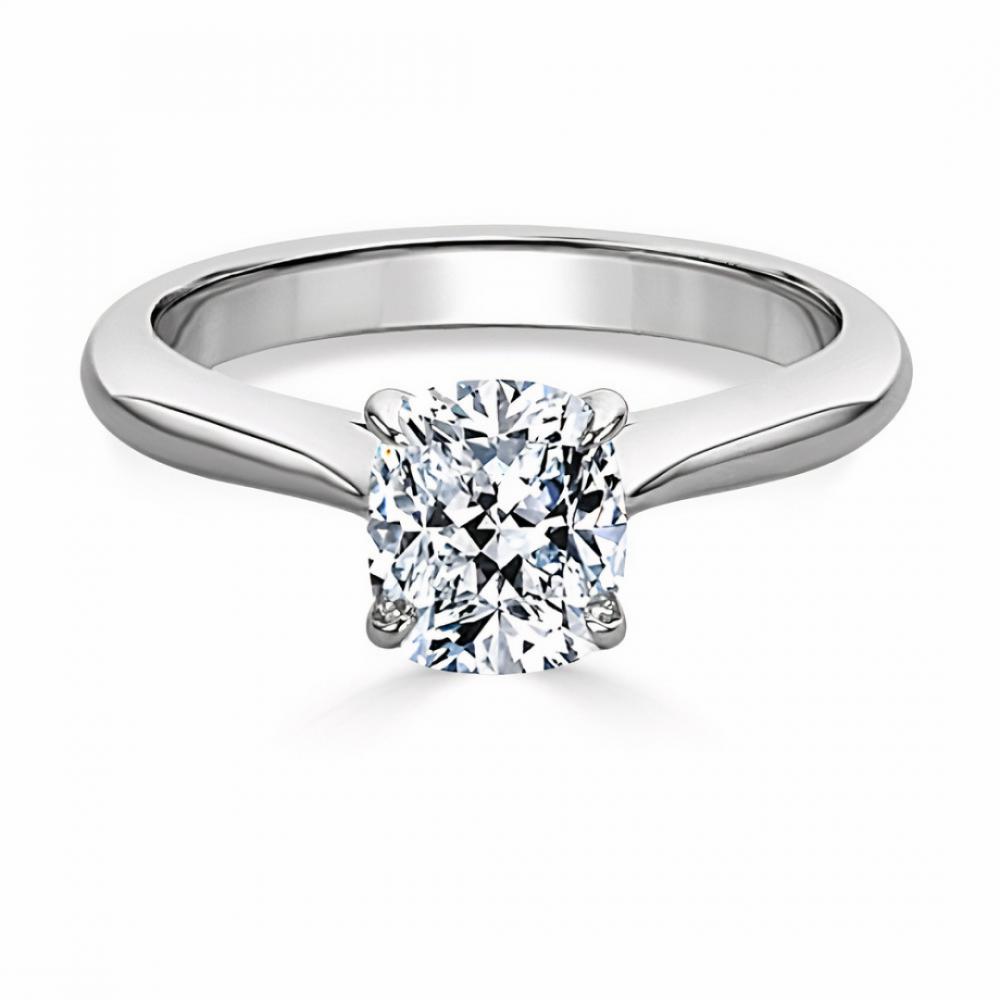 Ring with Cushion Cut Diamond 0,51 ct in White Gold - фото