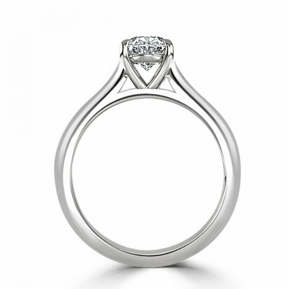 Ring with Cushion Cut Diamond 0,51 ct in White Gold - фото