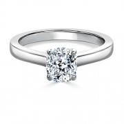 Кольцо для Помолвки с Бриллиантом огранки «Кушон» 0,52 ct в Белом Золоте 750 пробы