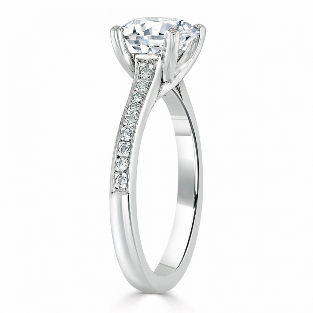 Кольцо с бриллиантом 0,37 ct из белого золота 750 пробы - фото