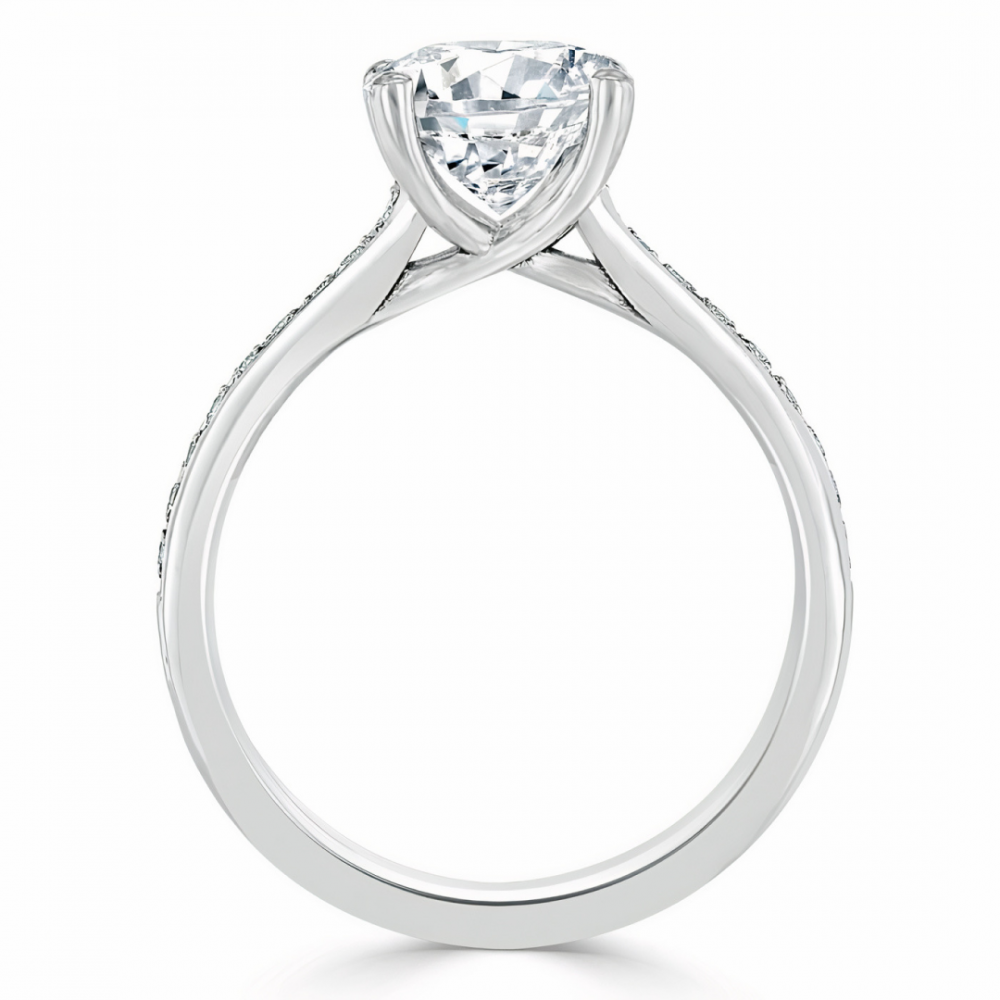 Кольцо с бриллиантом 0,37 ct из белого золота 750 пробы - фото