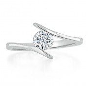 Кольцо для Помолвки из Белого Золота 750 пробы с круглым Бриллиантом 0,47 ct