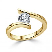 Кольцо для Помолвки из Желтого Золота 750 пробы с Бриллиантом 0,51 ct