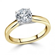 Кольцо для Помолвки из Желтого Золота 750 пробы с круглым Бриллиантом 0,74 ct