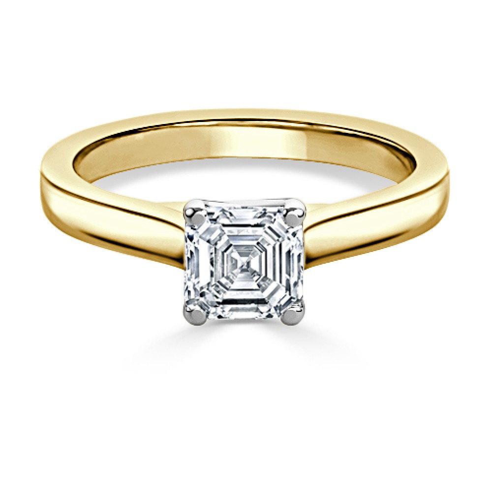 Кольцо с Бриллиантом «Ашер» 0,62 ct из Желтого Золота 750 пробы - фото
