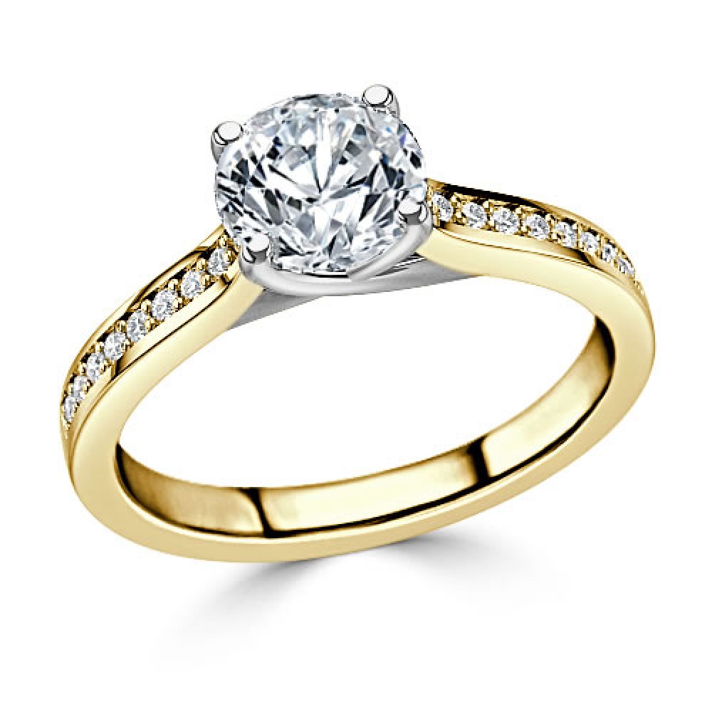 Ring with 0,56 ct Diamond and 0,45 ct Placer in Yellow Gold - фото