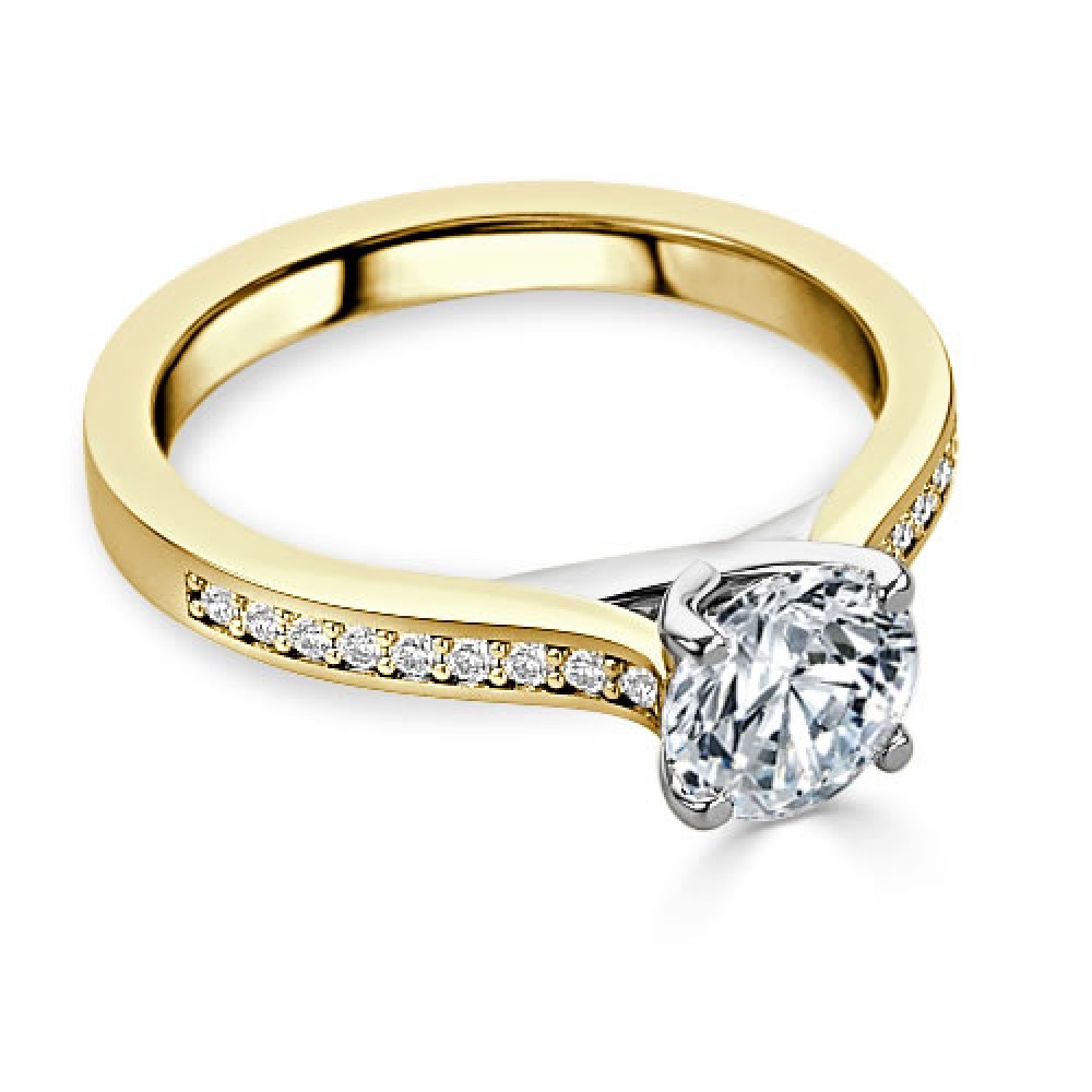 Ring with 0,56 ct Diamond and 0,45 ct Placer in Yellow Gold - фото
