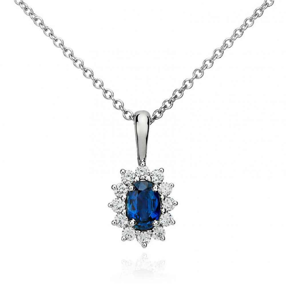 Подвеска с Сапфиром 0,96 ct и инкрустацией 0,42 ct - фото