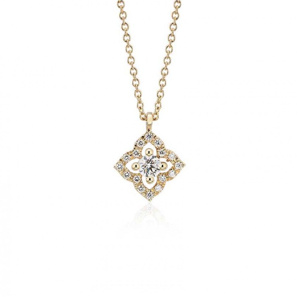 Подвеска с Центральным бриллиантом 0,28 ct и инкрустацией 0,27 ct - фото