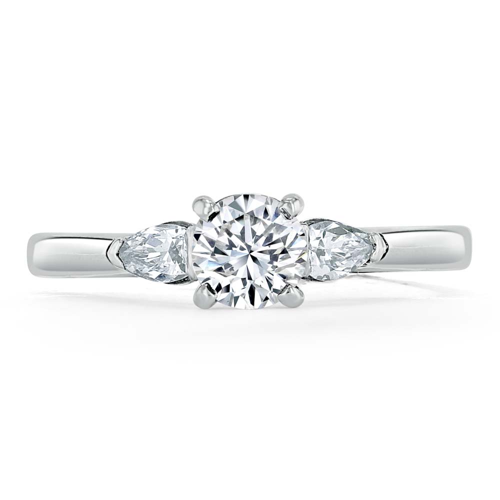 Кольцо с Бриллиантами огранки «Круг» 0,51 ct и «Груша» 0,22 ct в Белом Золоте 750 пробы - фото