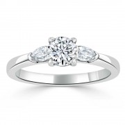 Кольцо для Помолвки с Бриллиантами огранки «Круг» 0,51 ct и «Груша» 0,22 ct в Белом Золоте 750 пробы