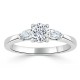 Кольцо с Бриллиантами огранки «Круг» 0,51 ct и «Груша» 0,22 ct в Белом Золоте 750 пробы - фото