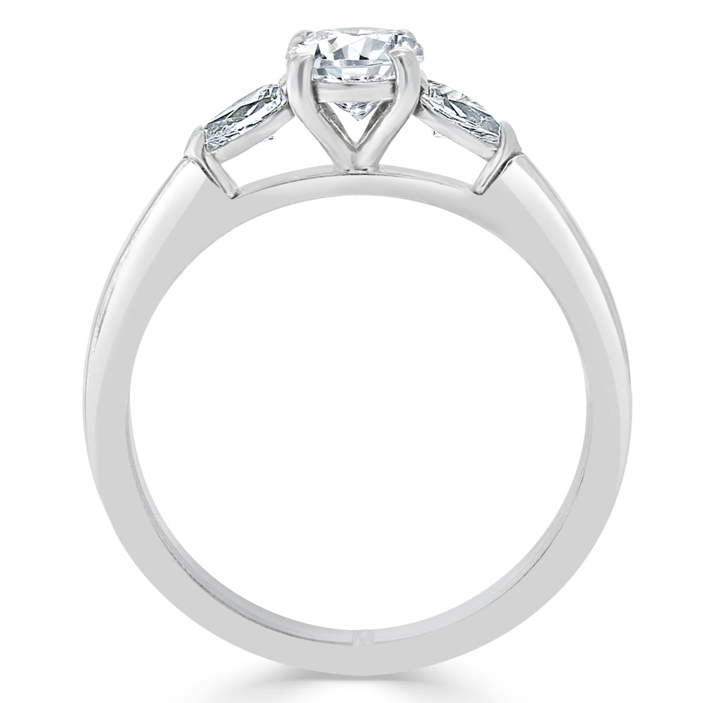 Кольцо с Бриллиантами огранки «Круг» 0,51 ct и «Груша» 0,22 ct в Белом Золоте 750 пробы - фото