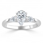 Кольцо для Помолвки с Центральным Бриллиантом «Груша» 0,52 ct в Белом Золоте 750 пробы