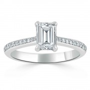 Кольцо для Помолвки с Бриллиантом «Эмеральд» 0,53 ct и россыпью 0,25 ct в Белом Золоте