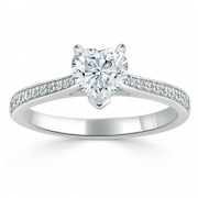 Кольцо для Помолвки с Бриллиантом «Сердце» 0,71 ct и россыпью 0,25 ct