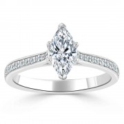 Кольцо для Помолвки с Бриллиантом «Маркиз» 0,45 ct и россыпью 0,25 ct