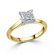 Кольцо для Помолвки с Бриллиантом огранки «Ашер» 0,53 ct в Желтом Золоте 750 пробы