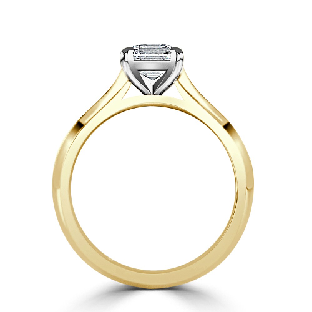 Кольцо с Бриллиантом огранки «Ашер» 0,53 ct в Желтом Золоте 750 пробы - фото