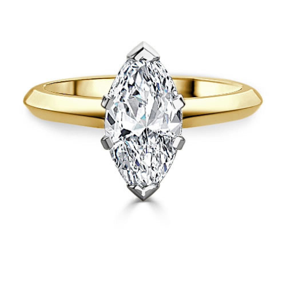 Кольцо для Помолвки из Желтого Золота с Бриллиантом «Маркиз» 0,55 ct - фото